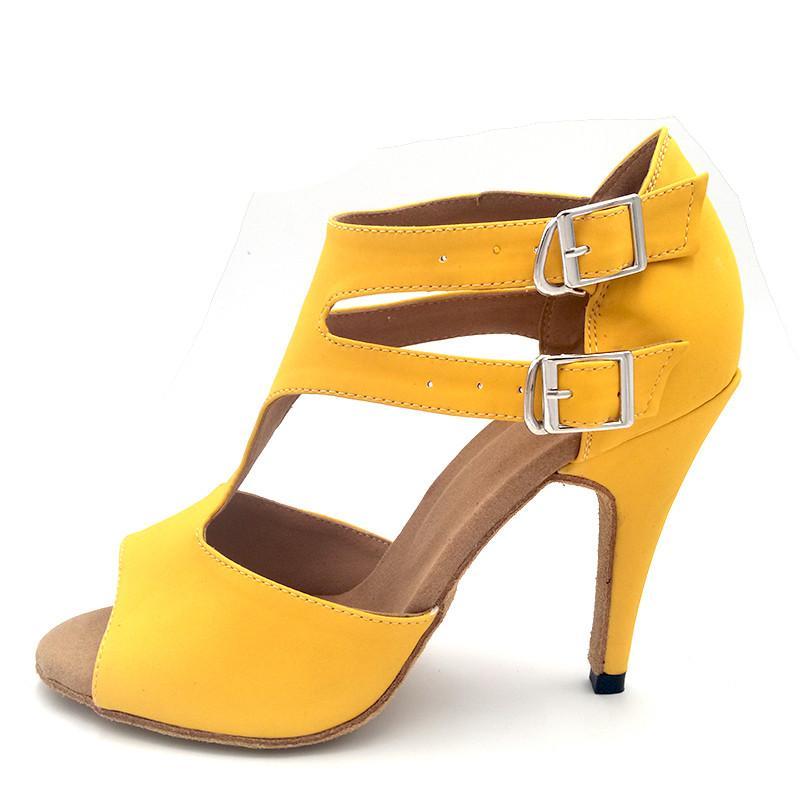 Women's Sude Customized Yellow Heels Dance Boots Salsa Dance Shoes