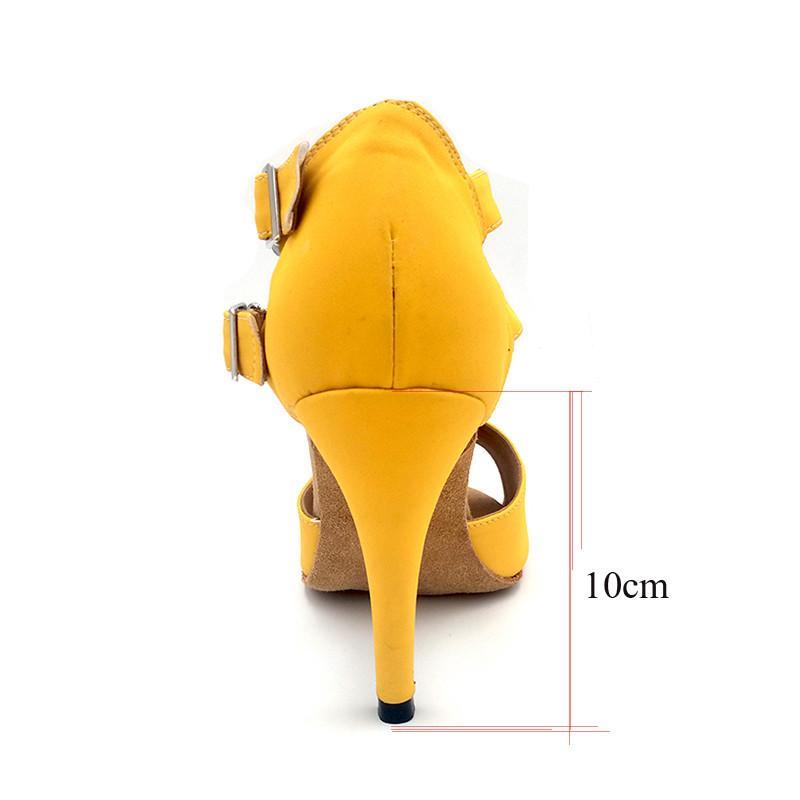 Women's Sude Customized Yellow Heels Dance Boots Salsa Dance Shoes