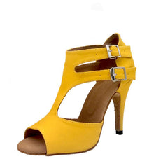 Women's Sude Customized Yellow Heels Dance Boots Salsa Dance Shoes