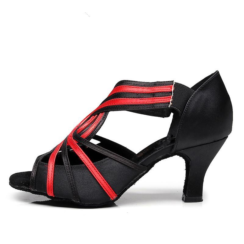 Women's Satin Customized Heel Latin Shoes Ballroom Dance Shoes