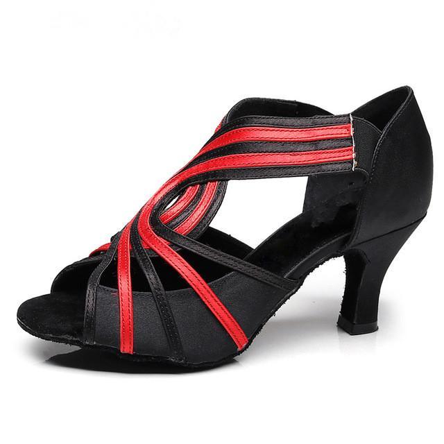 Women's Satin Customized Heel Latin Shoes Ballroom Dance Shoes