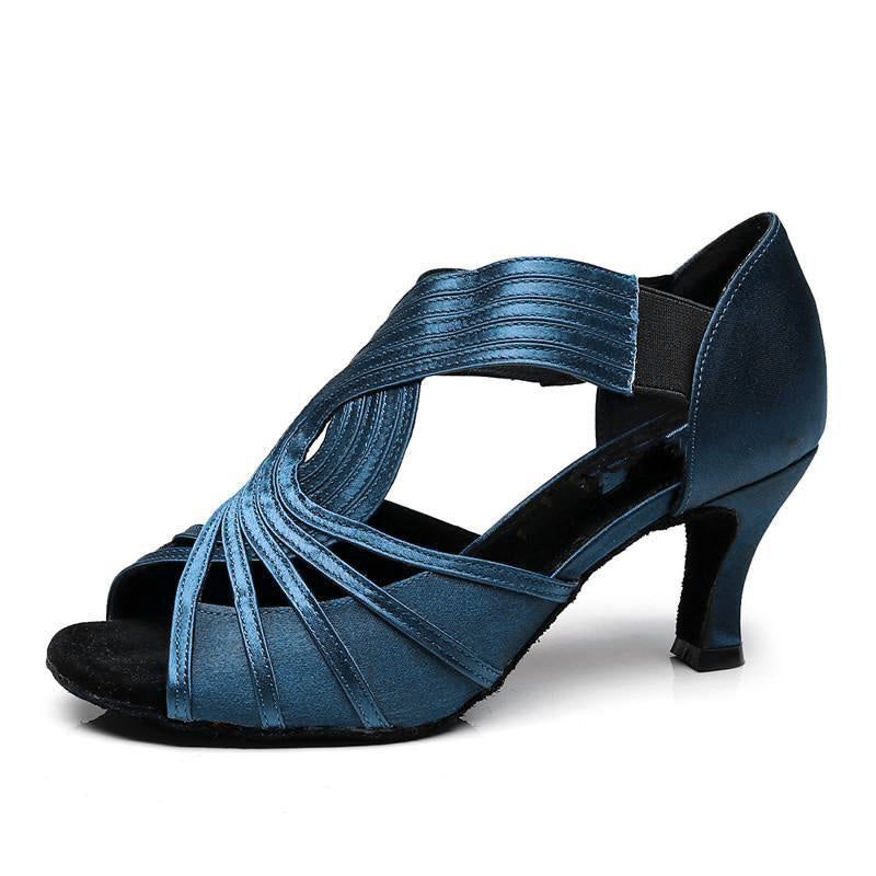 Women's Satin Customized Heel Latin Shoes Ballroom Dance Shoes