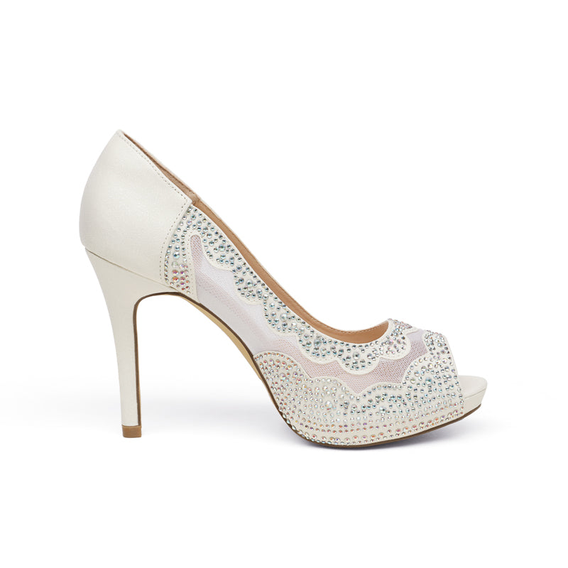 Open Toe Rhinestone Pump Heel Sandals