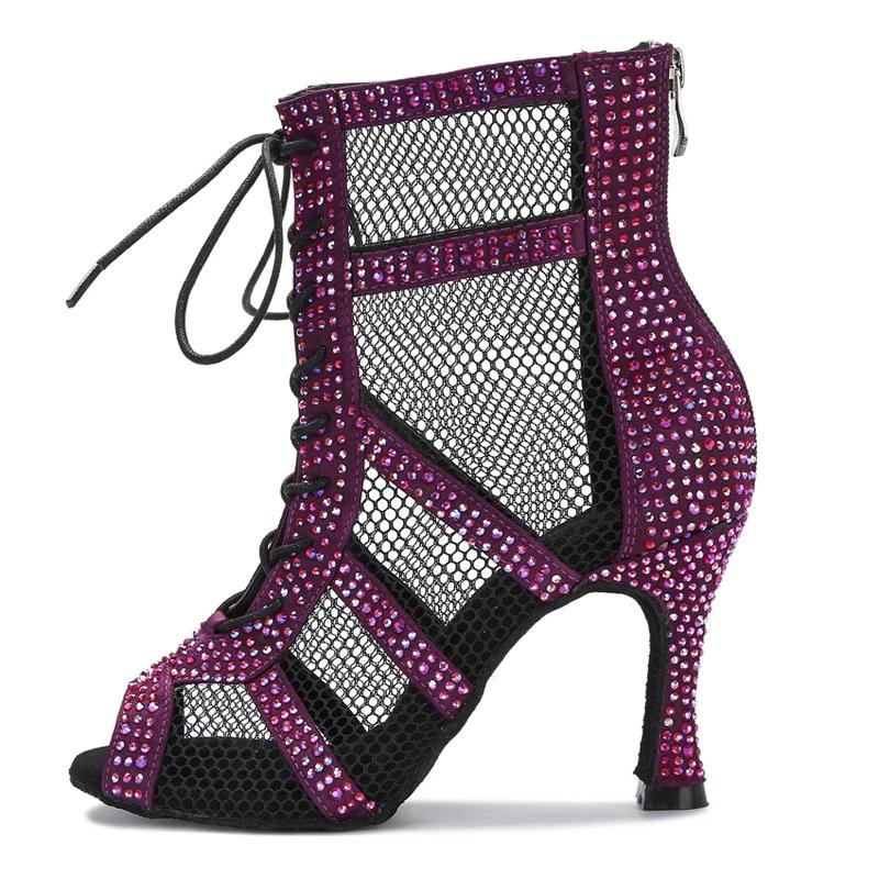 Women's Satin Customized Heel Latin Shoes Dance Boots Ballroom Dance Shoes