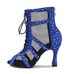 Women's Satin Rhinestone Customized Heels Dance Boots JazSalsa Dance Shoes