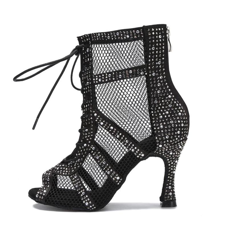 Women's Satin Customized Heel Dance Boots JazSalsa Dancing Shoes