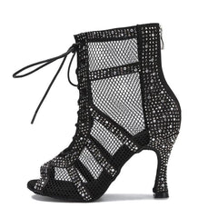 Women's Satin Customized Heel Dance Boots JazSalsa Dancing Shoes