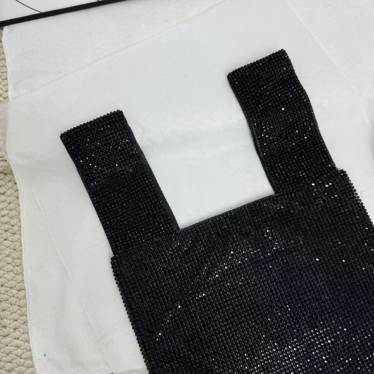 Rhinestone Vest-Shaped Mesh Handbag