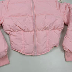 A slim-fitting short coat with a stand-up collar