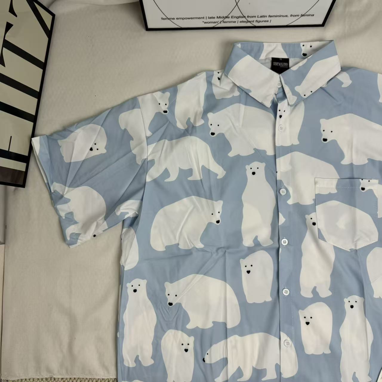 Short-Sleeved Shirt With All-Over Cartoon Print