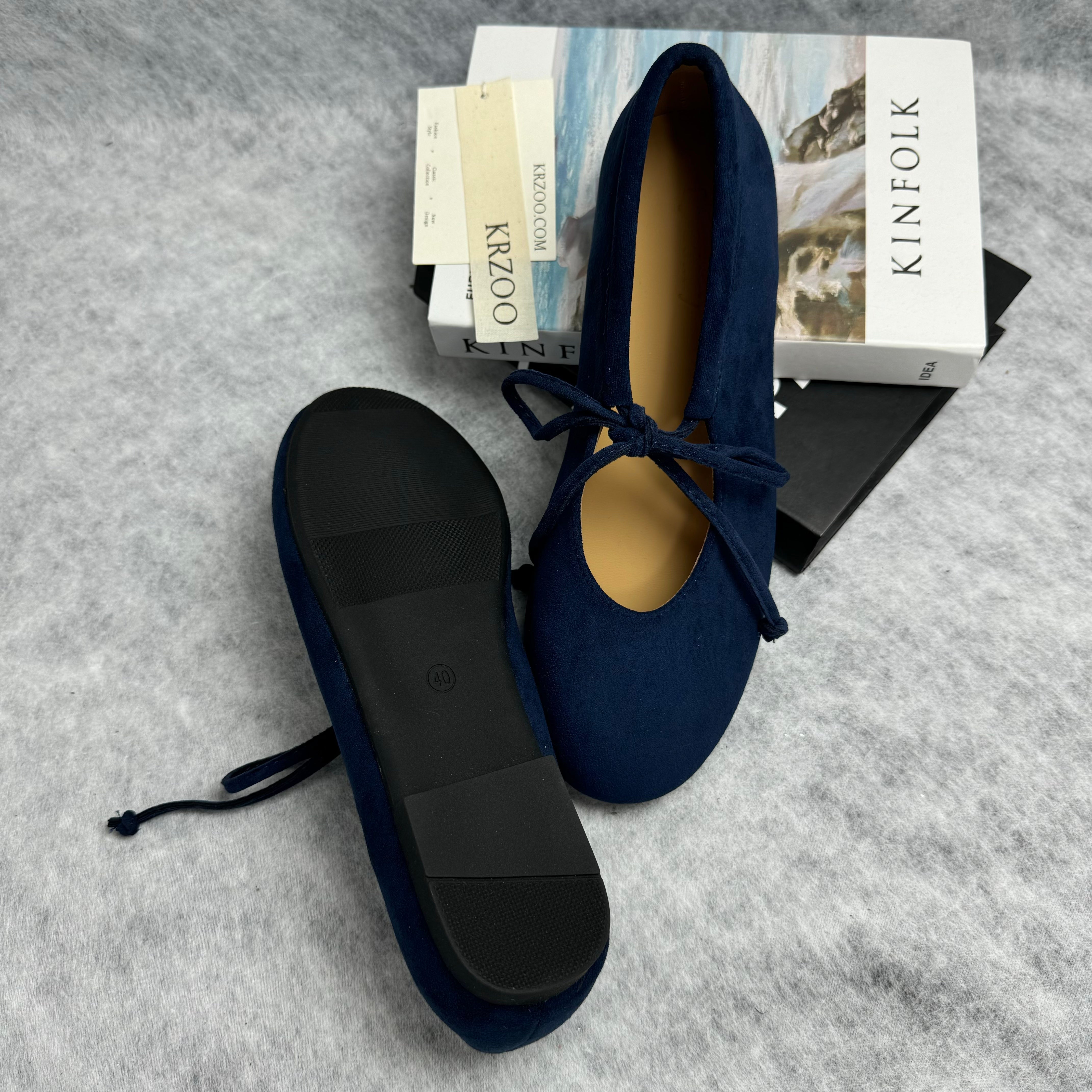 Soft flat bow round-toe Mary Jane shoes