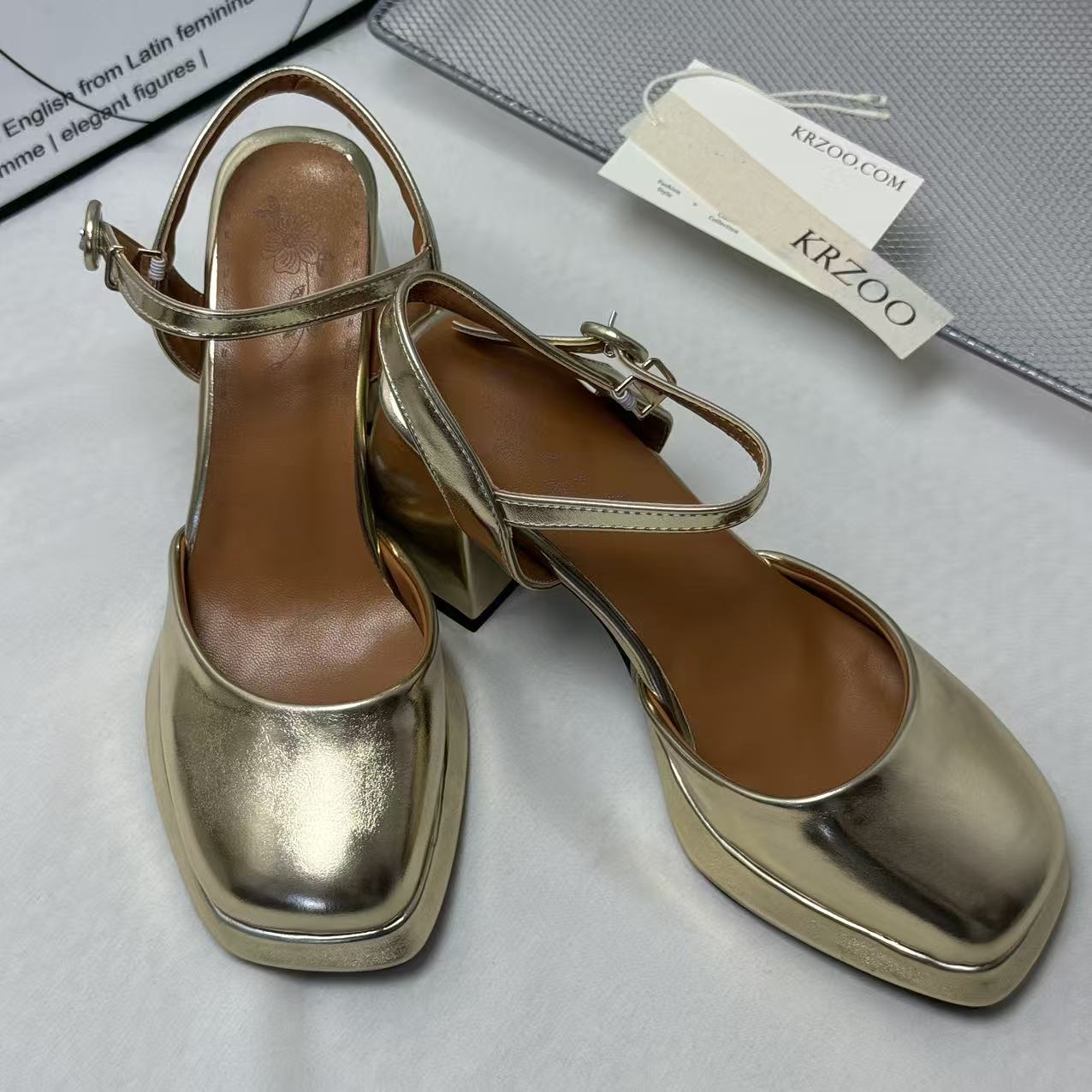 Square-toe simple lace-up open-toe sandals