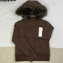 Down-lined hooded jacket short coat