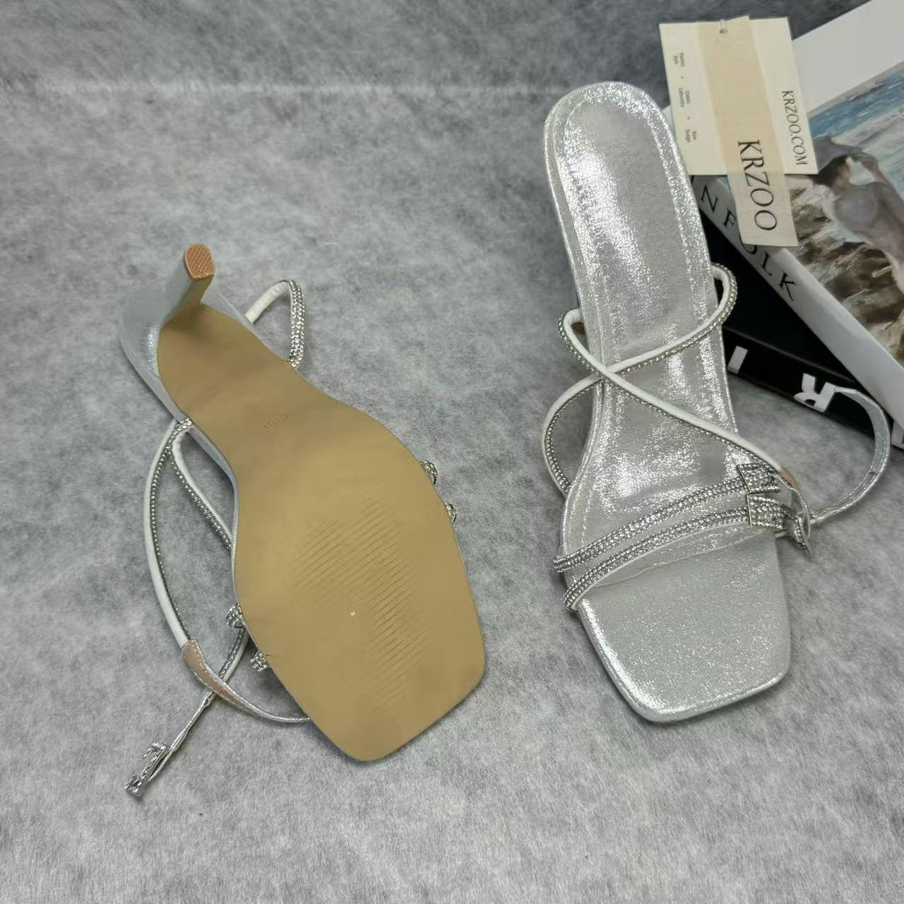 Spiked high-heeled shoes