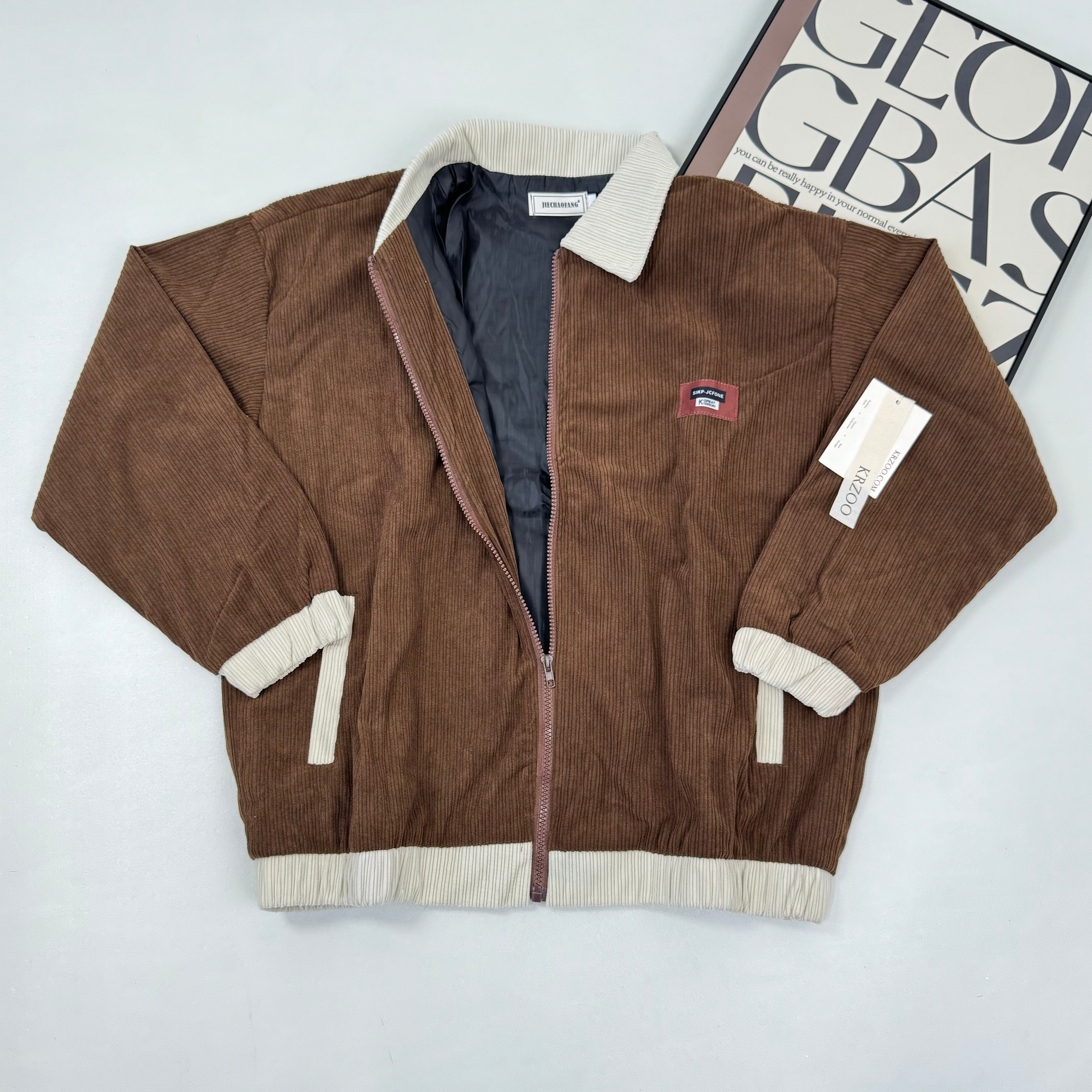 Flannel loose baseball jacket