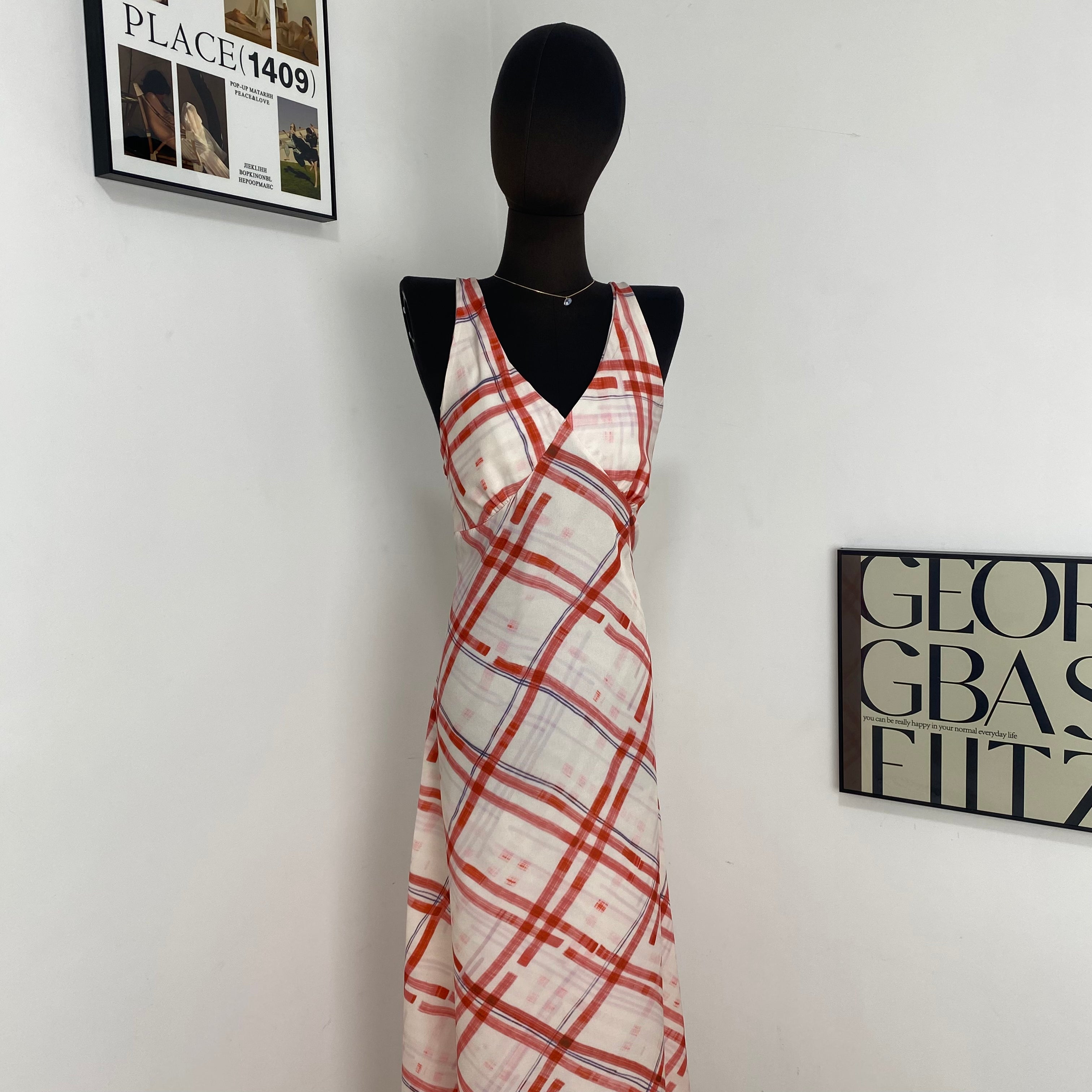 Retro Plaid Suspender Dress