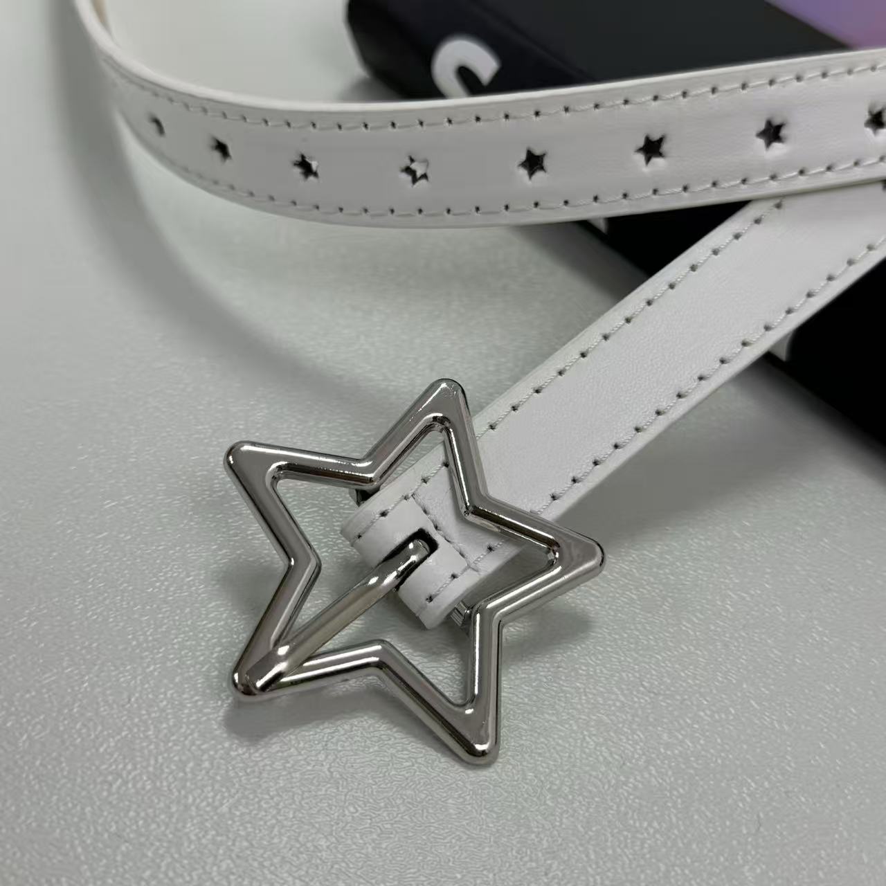 Pentagram alloy buckle star full-hole belt