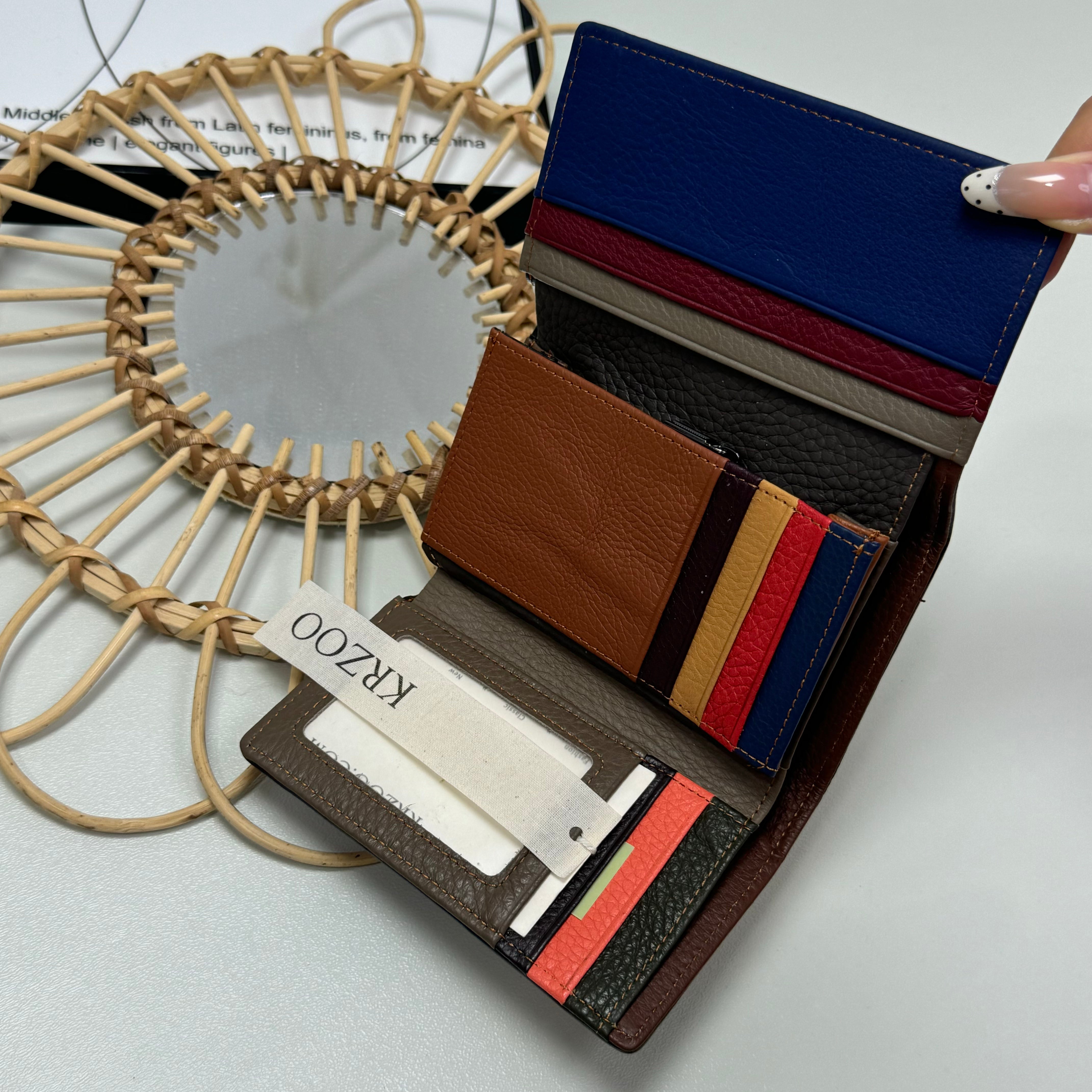 Glued color leather wallet