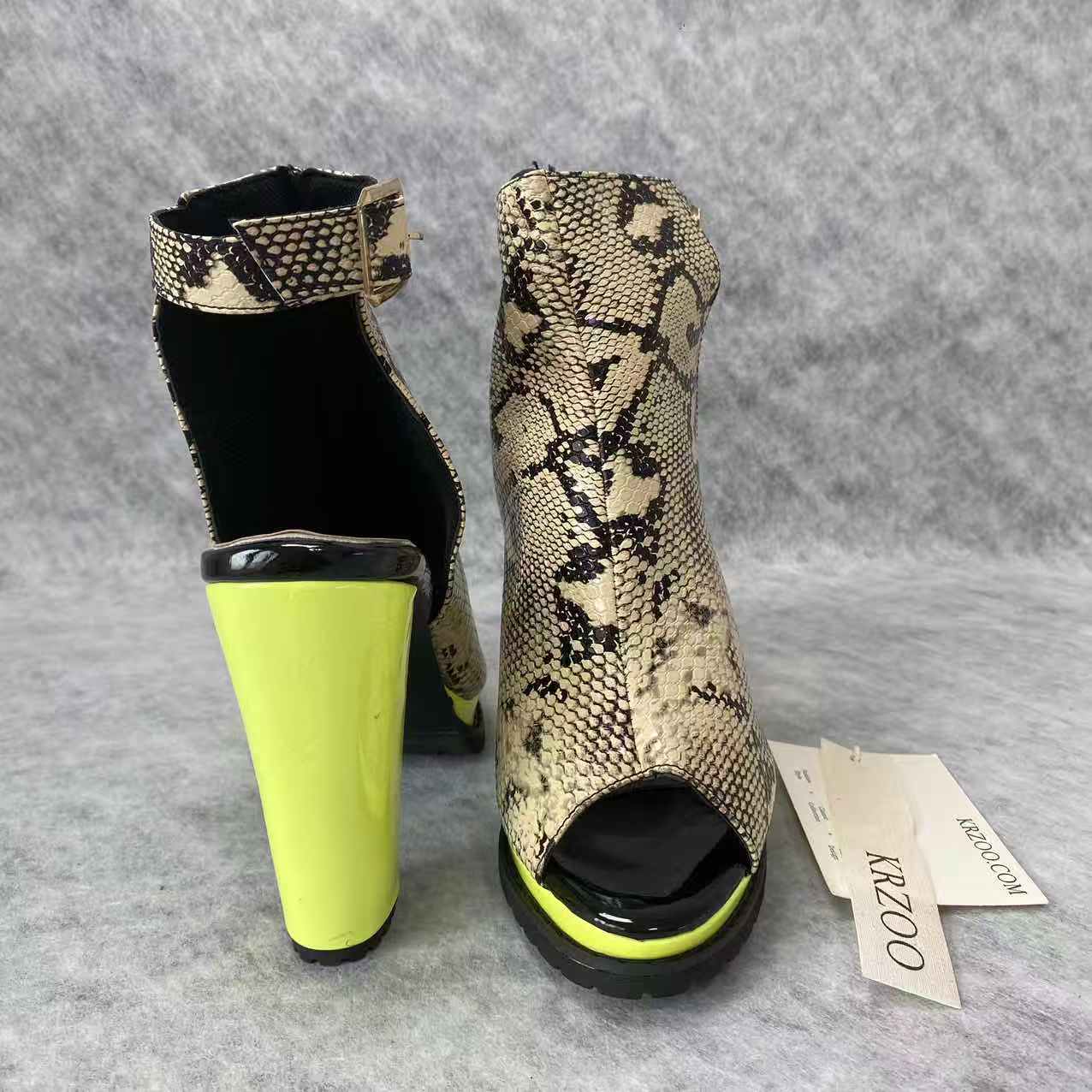 Leopard print waterproof platform high heel