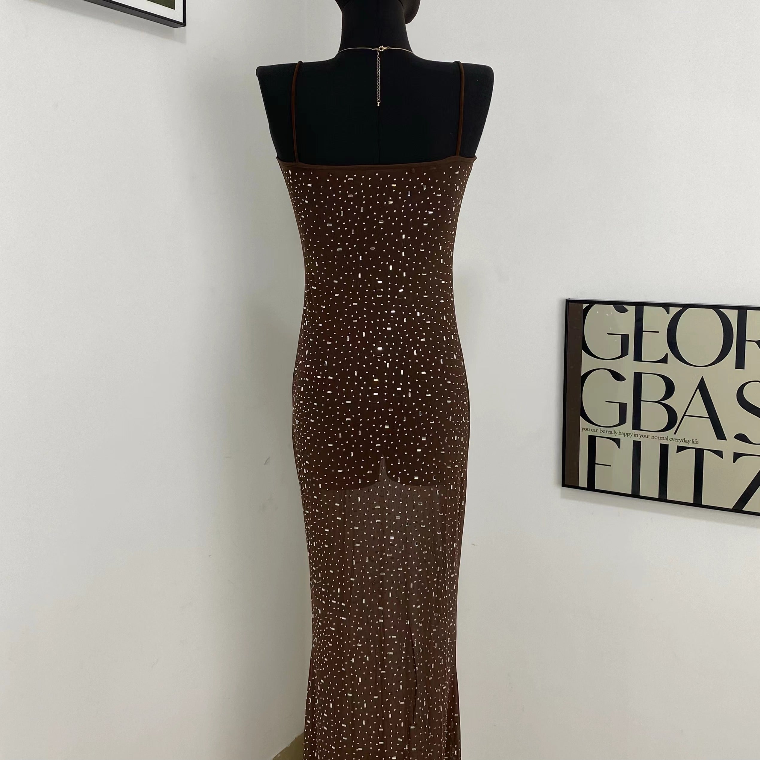 Diamond Strap Mermaid Maxi Dress