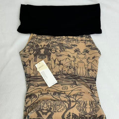 Retro-Print Off-The-Shoulder Ppatchwork Dress