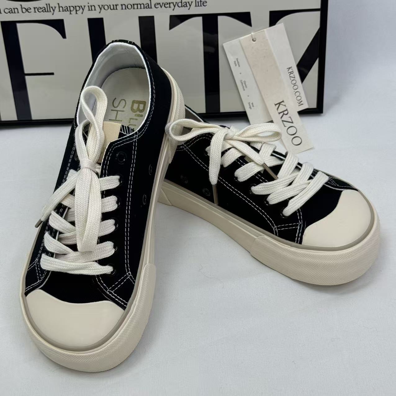 Big-head canvas thick-soled round-toe shoes