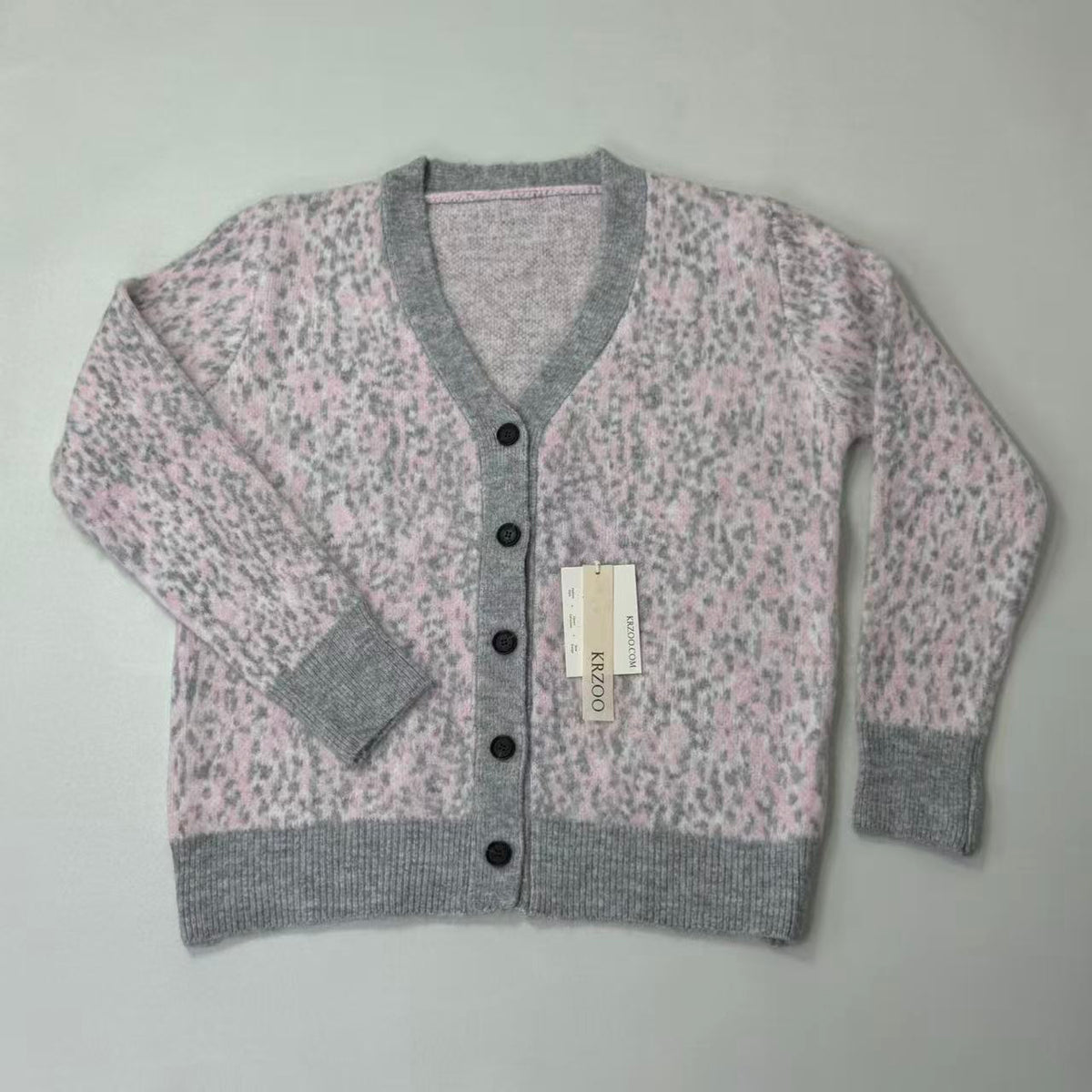 Leopard print V-neck cardigan sweater jacket