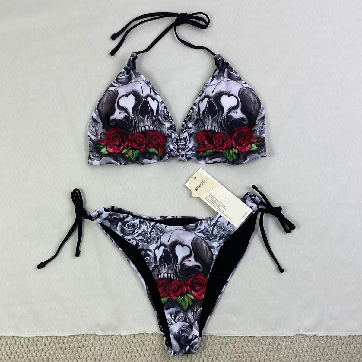 Printed strapless backless one-piece swimming suit