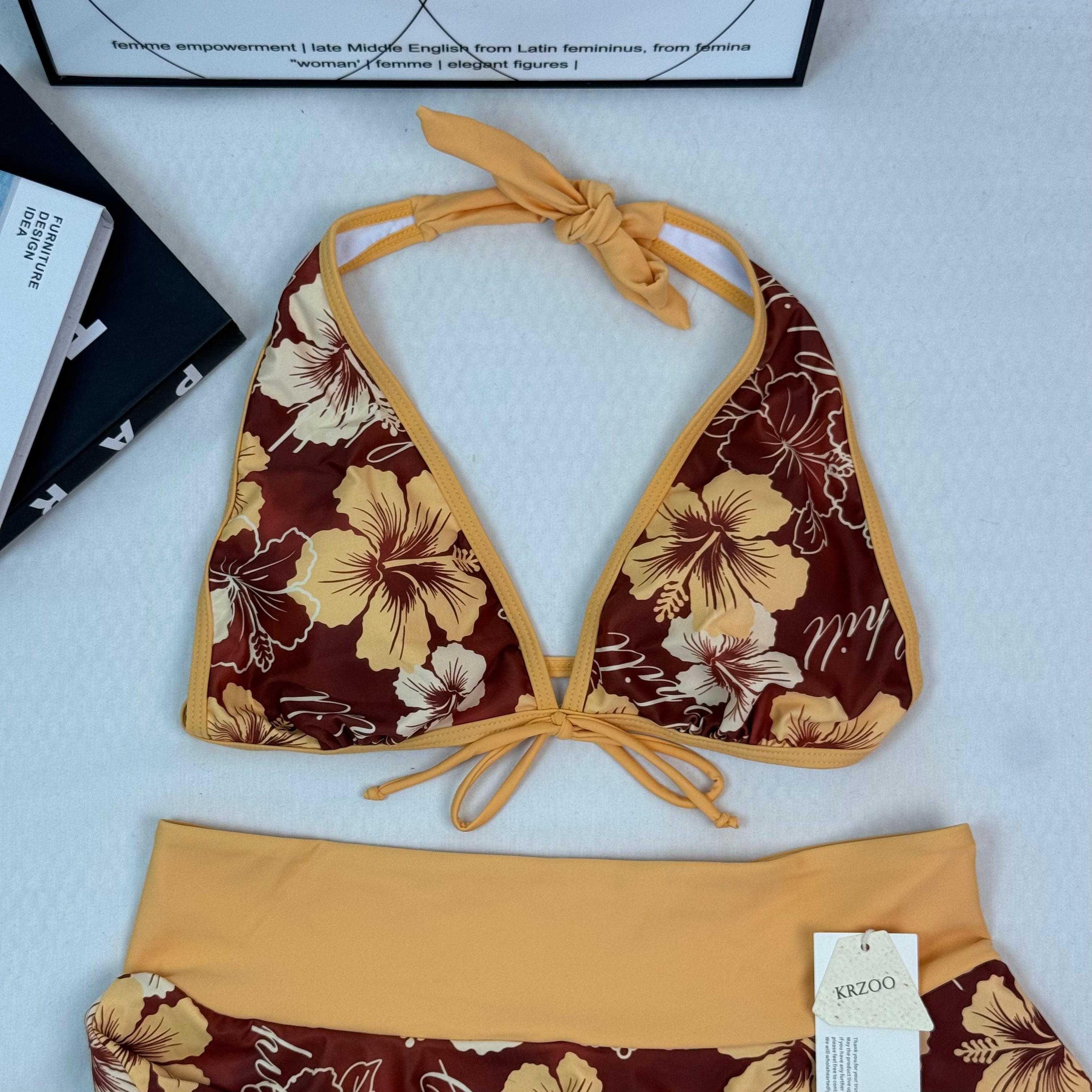 Floral three-piece swimsuit
