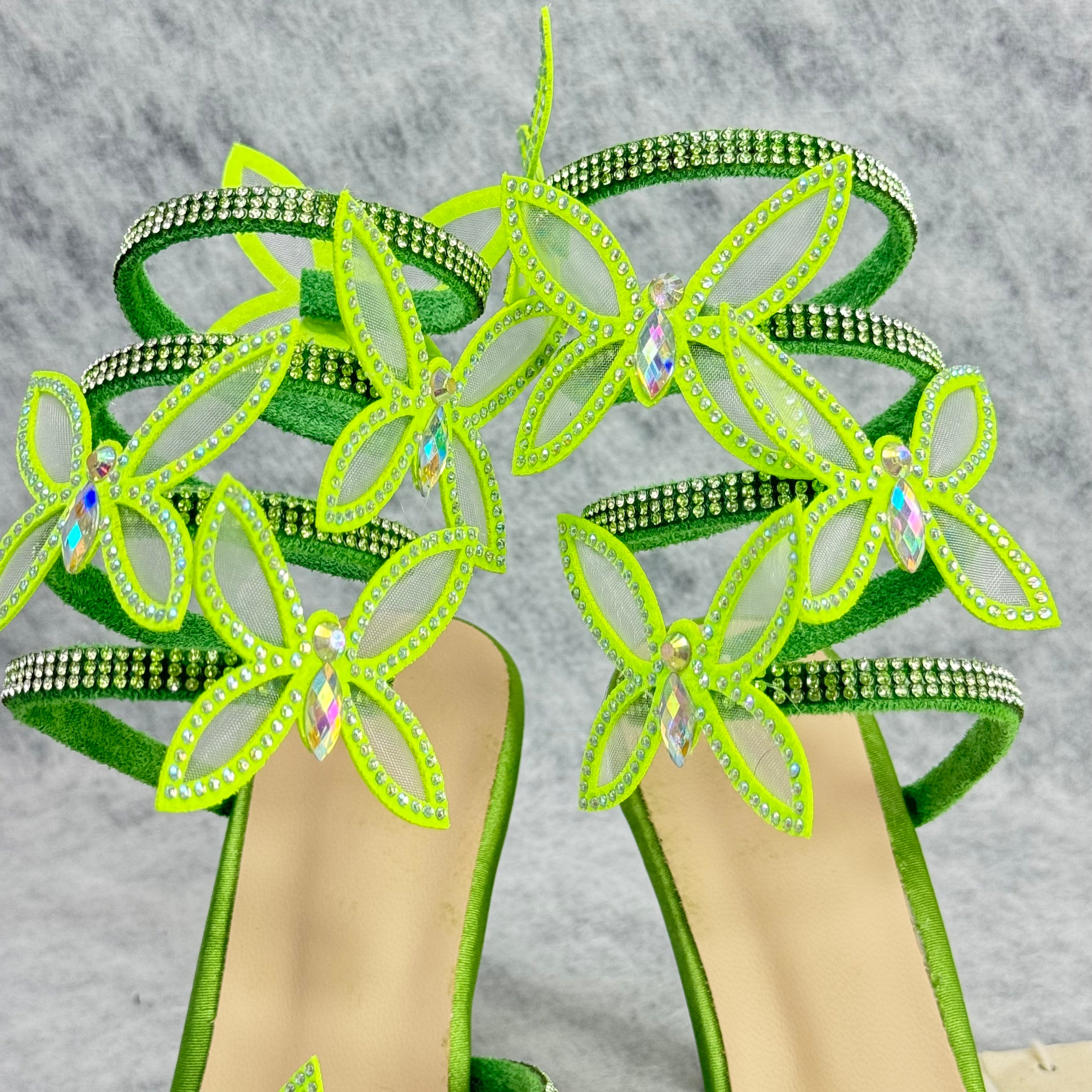 Floral snake-shaped strappy sandals