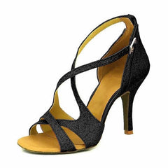 Women's Sparkling Glitter Customized Heel Latin Shoes Ballroom Dance Shoes