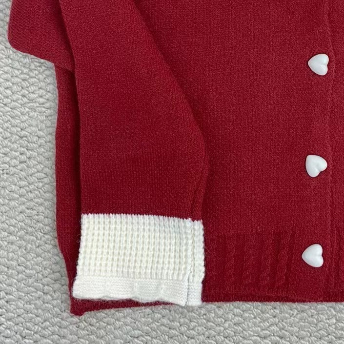 Doll Collar Contrast Color Cardigan