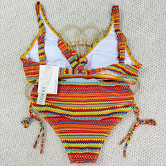Colorful striped one-piece swimsuit