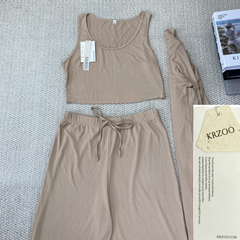 Knitted tank top three-piece set