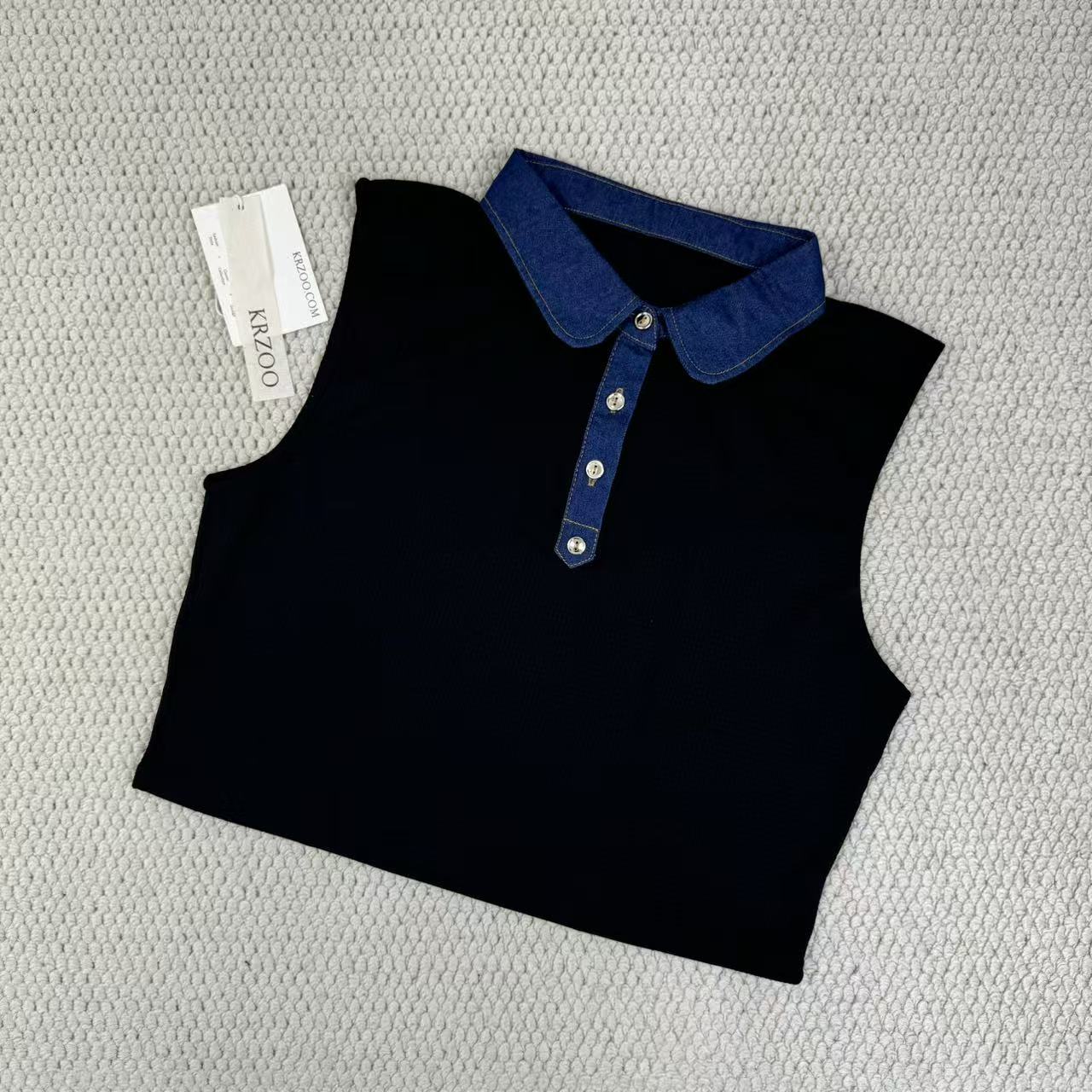 Fake collar waffle shirt