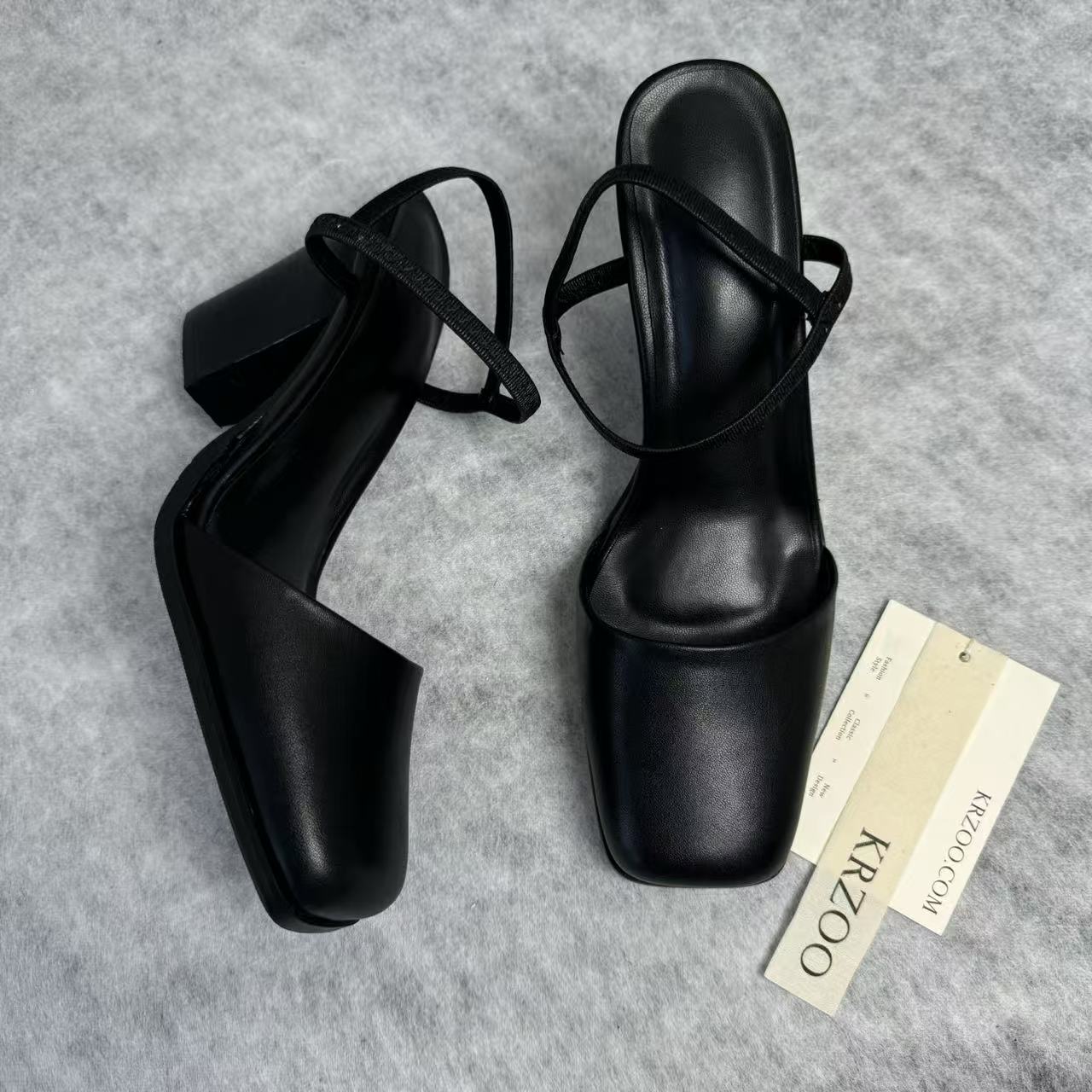 Square-toe loafers with thick heels
