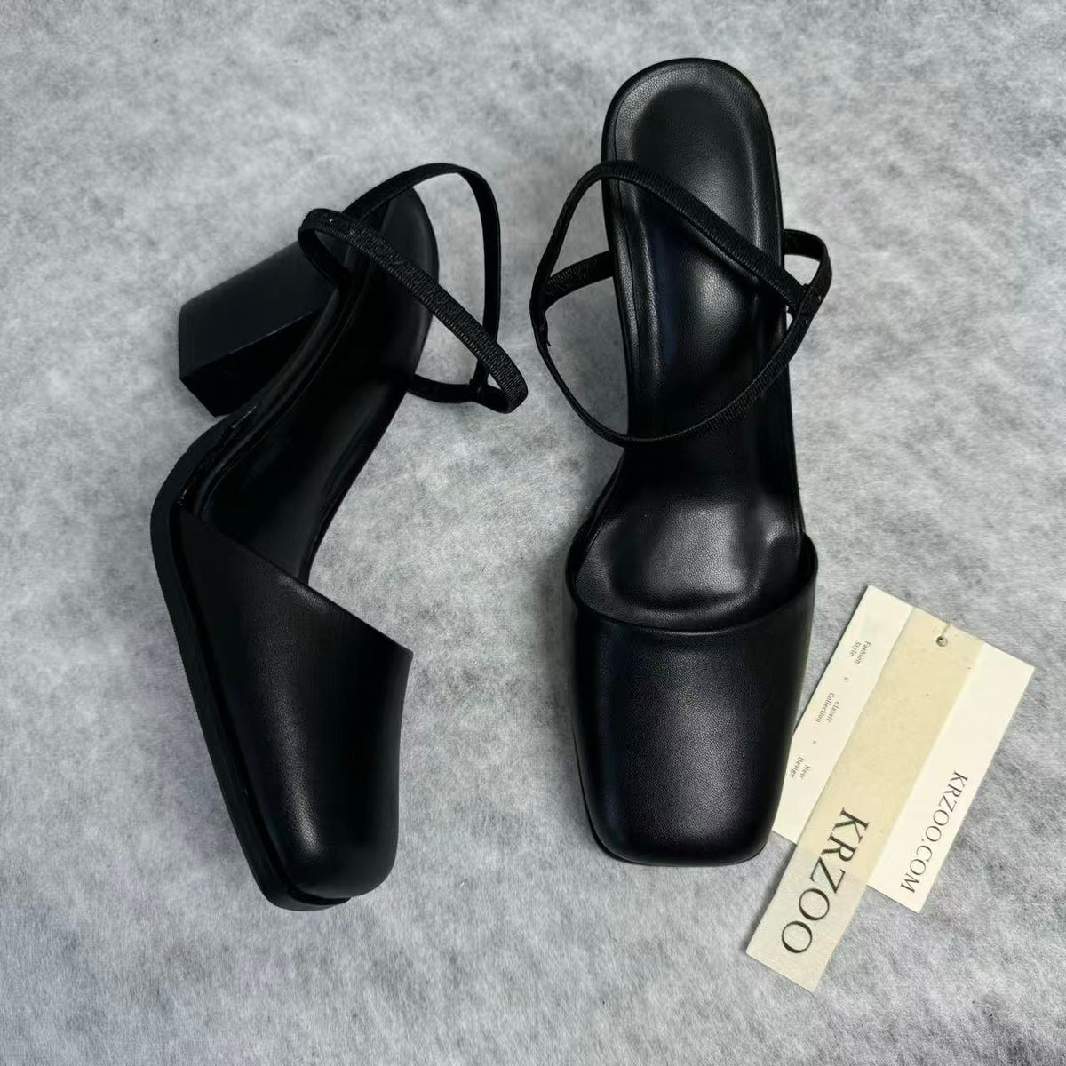 Square-toe loafers with thick heels