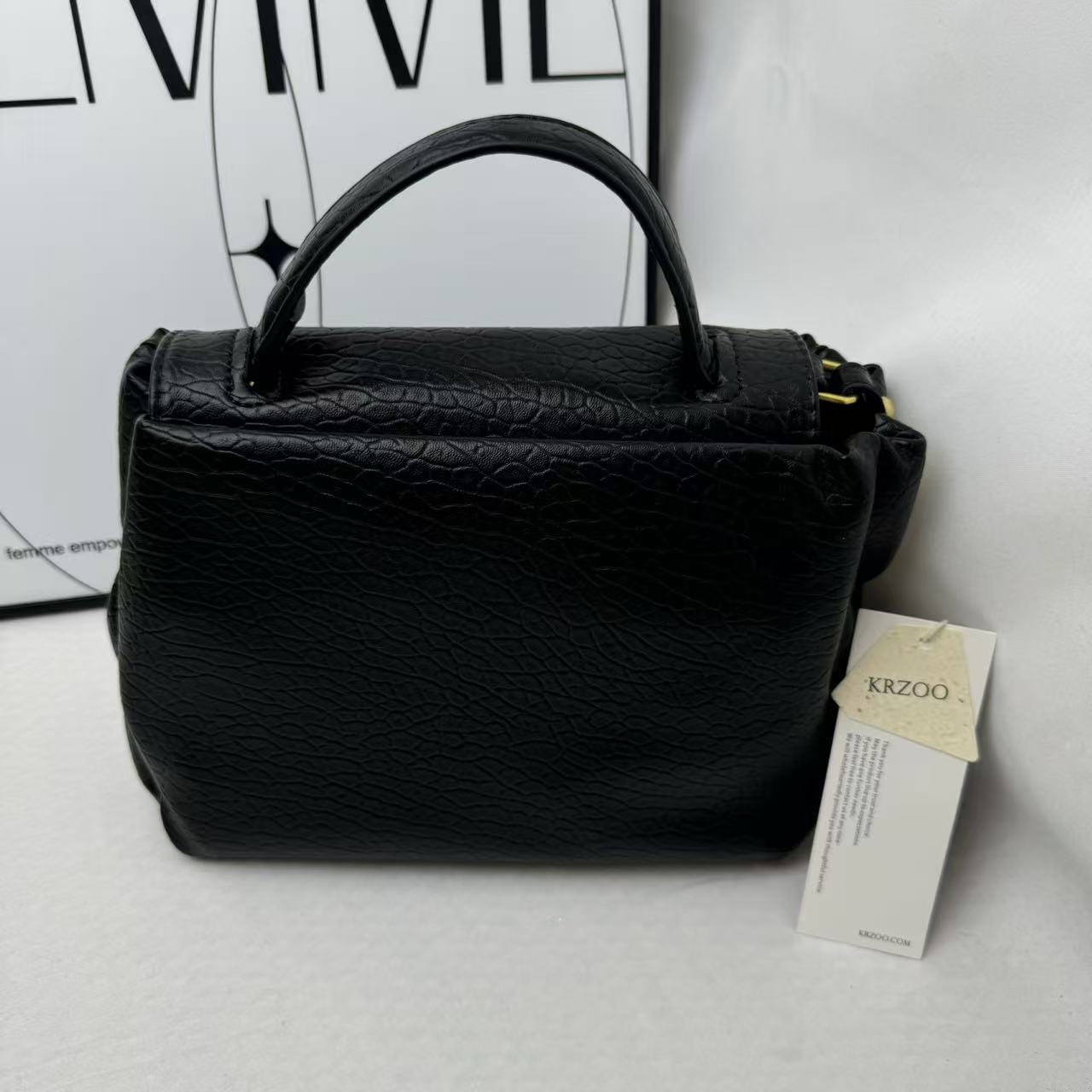 Large Black Leather Tote Bag