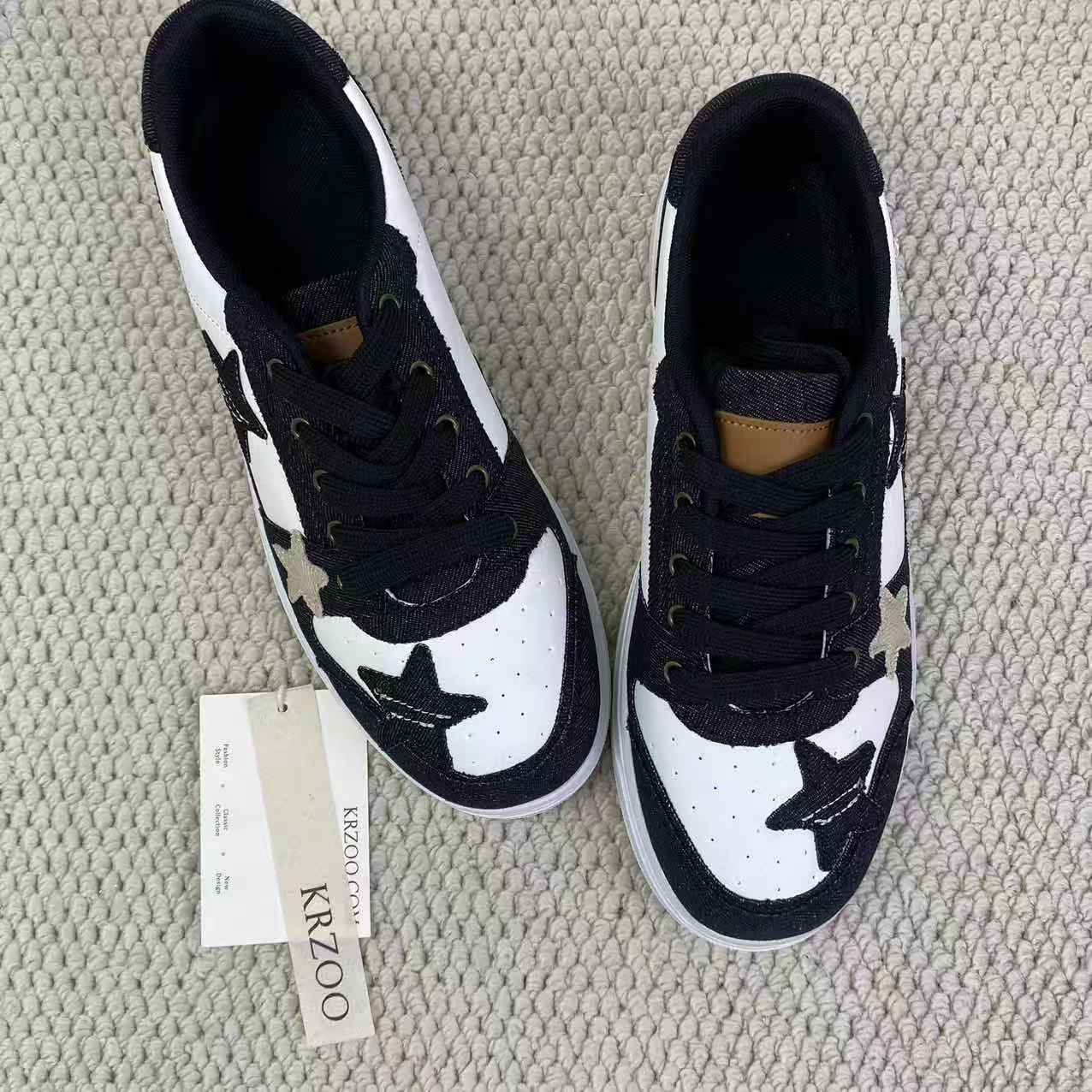 Star low-top sneakers, denim shoes