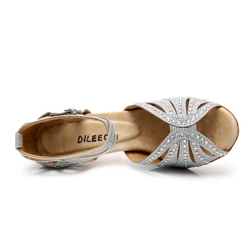 Women's Sparkling Glitter Customized Heel Ballroom Dance Shoes Latin Shoes
