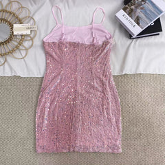 Backless Sequined Glitter Dress