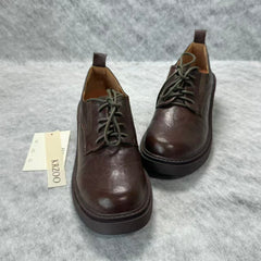 Round-toed and thick-soled small leather shoes