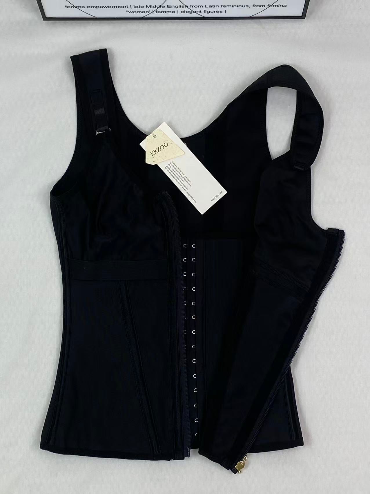 Zippered and buttoned double-layer shaping vest