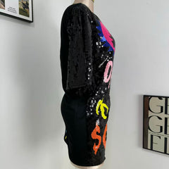 Heart-Eye Letter Sequin T-Shirt