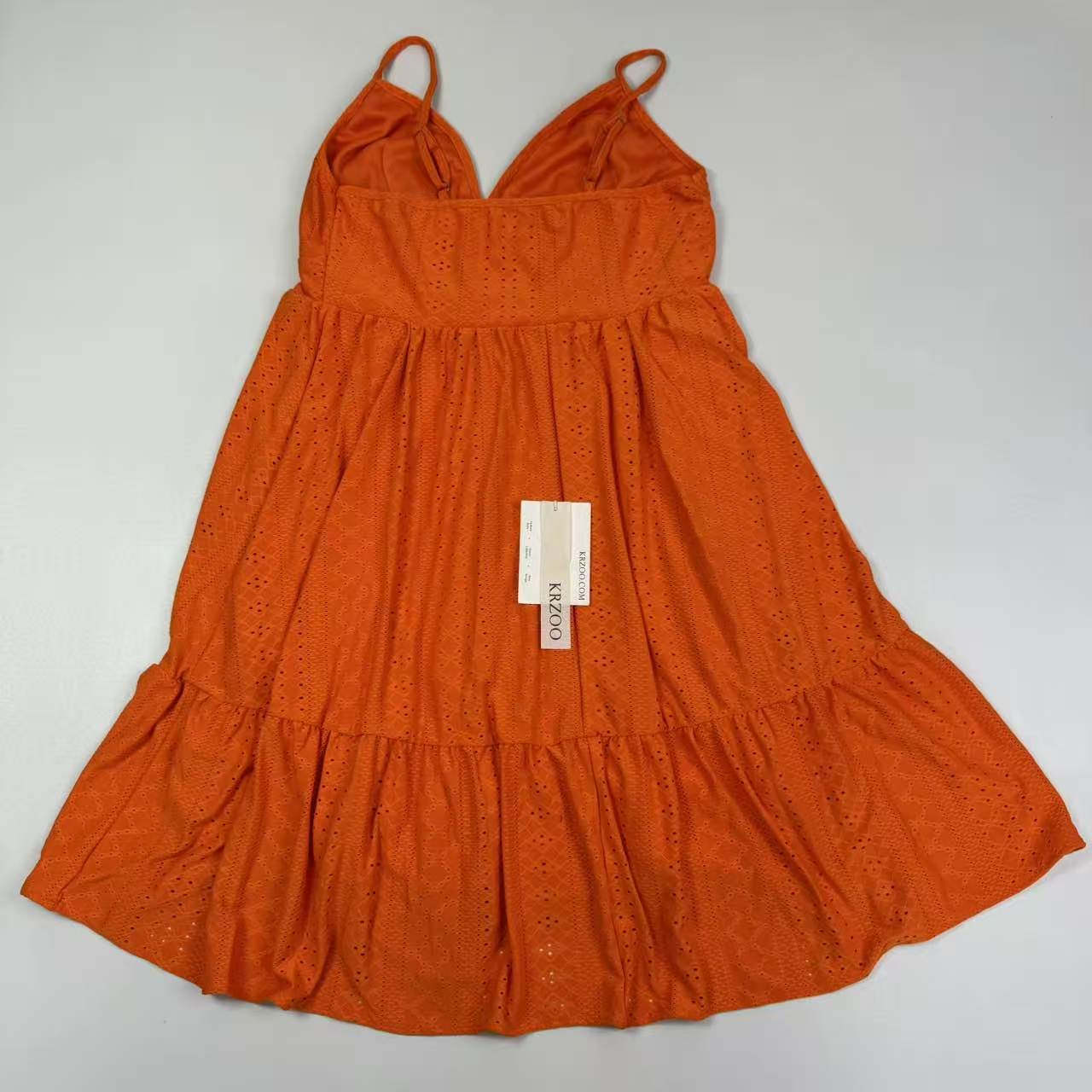 Orange open V-neck halter dress