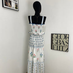 Floral Print Sundress With Wavy Edges