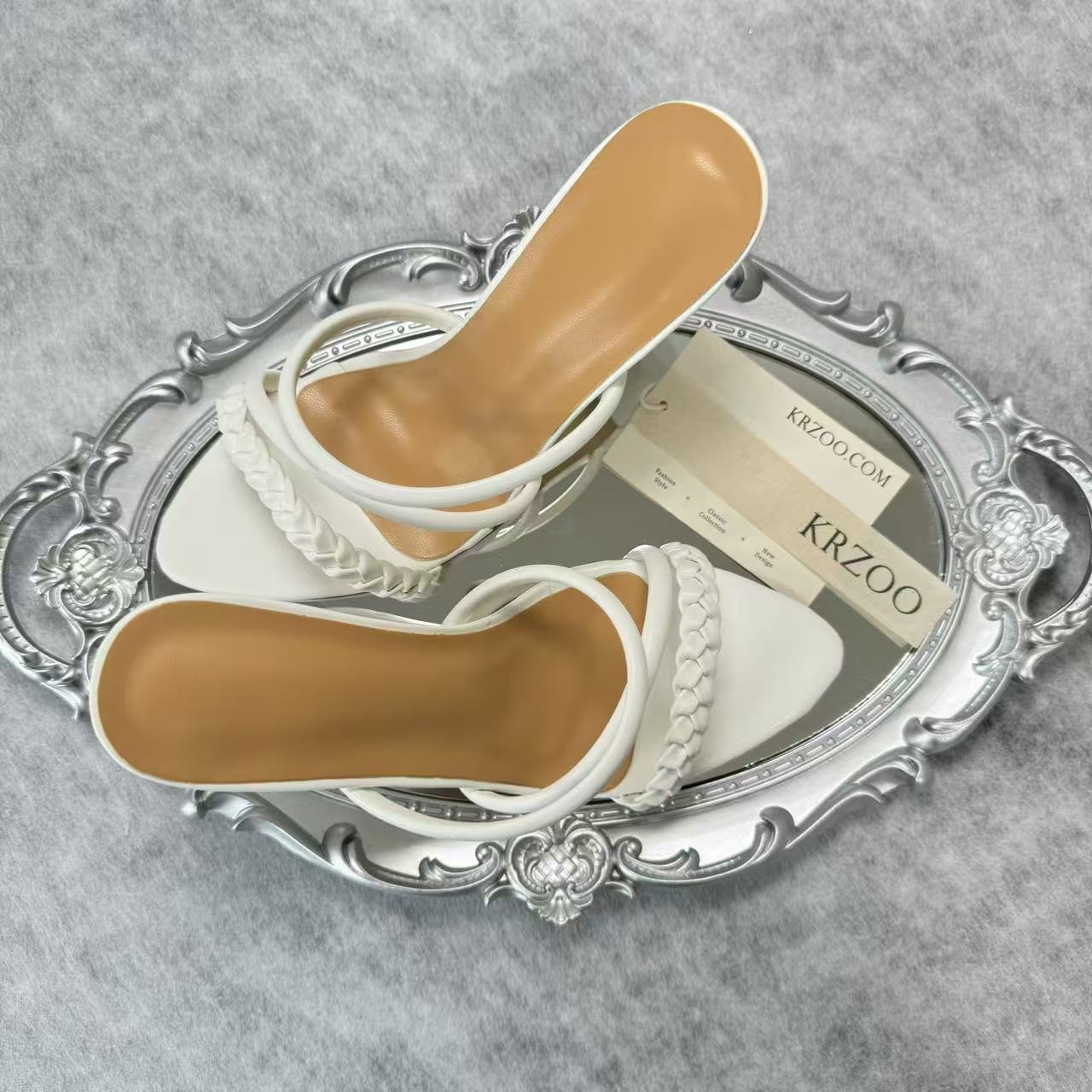 Toe-up knitted low-heeled high-heeled shoes