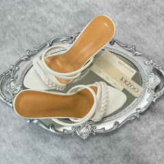 Toe-up knitted low-heeled high-heeled shoes