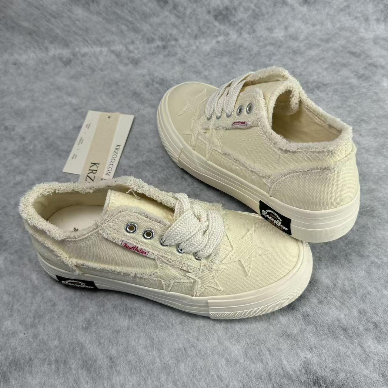 Star embroidery platform canvas shoes