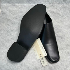 Pointed-toe leather wedge heel platform shoes